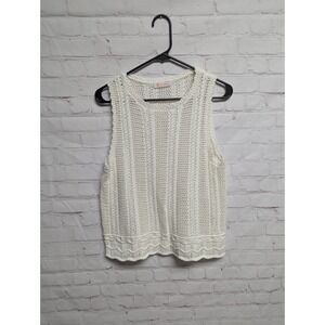Crochet Sweater Vest Tank Top Kirundo Women's Med NWOT Cream Ivory 606